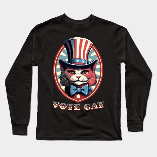 Vote Cat! Long Sleeve T-Shirt by DankFutura